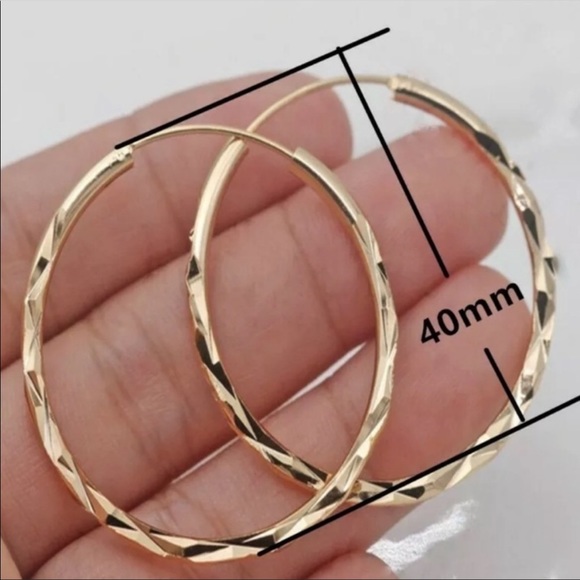 NEW 18K GOLD HOOP EARRINGS - Picture 5 of 9